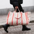 Oversized tote bag in organic cotton - Red Stripes