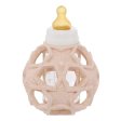 Hevea glass baby bottle with rubber grip ball - 120 ml - Peach