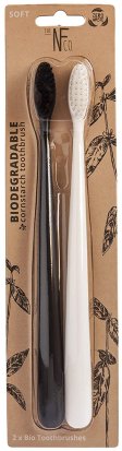 Toothbrushes made of corn - Black & White - Soft - 2 pcs