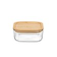 Glass storage box with bamboo lid - 10x10 cm