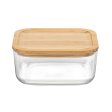 Glass storage box with bamboo lid - 19x19 cm