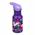 Water bottle with straw & sports cap - 355 ml - Leaping Unicorns