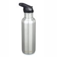 Drinking bottle with straw & sports lid - 800 ml - Steel