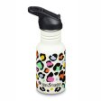 Water bottle with straw & sports cap - 355 ml - Leopard