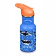 Water bottle with straw & sports cap - 355 ml - Sharks