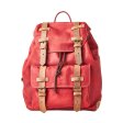 Leather Backpack with Drawstring - Garnet
