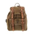 Leather backpack with drawstring - Olive