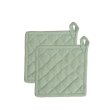 Pot holders in organic cotton - 2 pcs - Sage