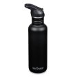 Water bottle with straw & sports lid - 800 ml - Black