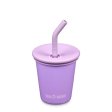 Stainless steel kid�s cup with straw - Paisley Purple
